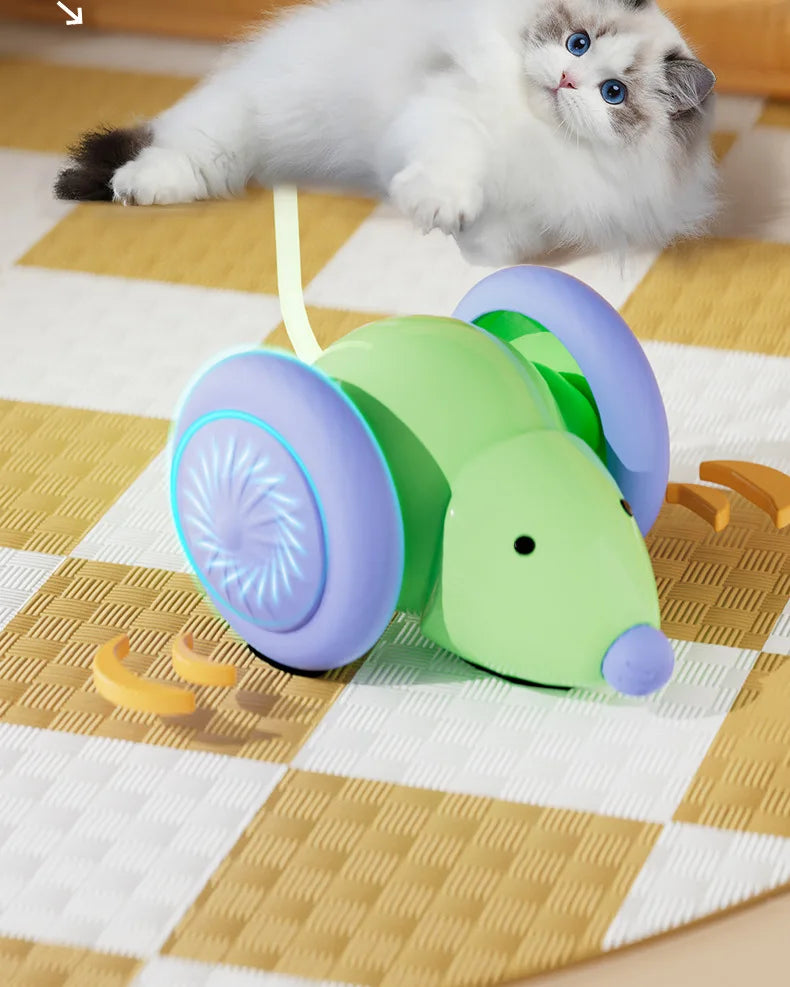 Interactive Electric Running Mouse Cat Toy Self-Playing Teaser Wand Automatic Moving Pet Toy for Cats Kittens Dogs