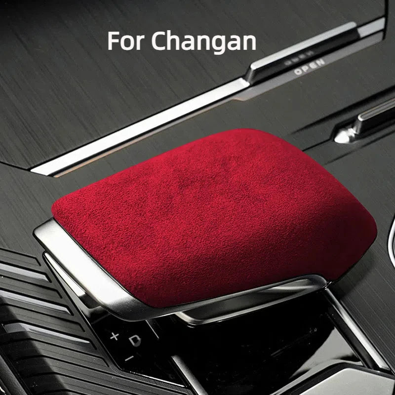 for Changan CS55 PLUS CS55Plus 2022 2023 2024 Interior Accessories Leather Car Gear Shift Knob Cover Suede Cap Protective Mat
