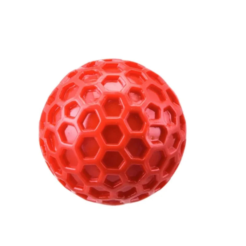 Interactive Dog Toys - Natural Rubber Honeycomb Balls Bite Resistant Teething Chew Toys with Sound for Clean Teeth Pet Play