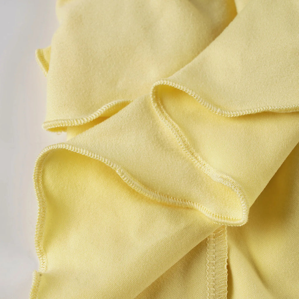 Vacation Halter Mini Dress For Women Solid High Waist Puffy Dress Ruffled Splice Fashion Sexy Slim Dress 2025 Summer New