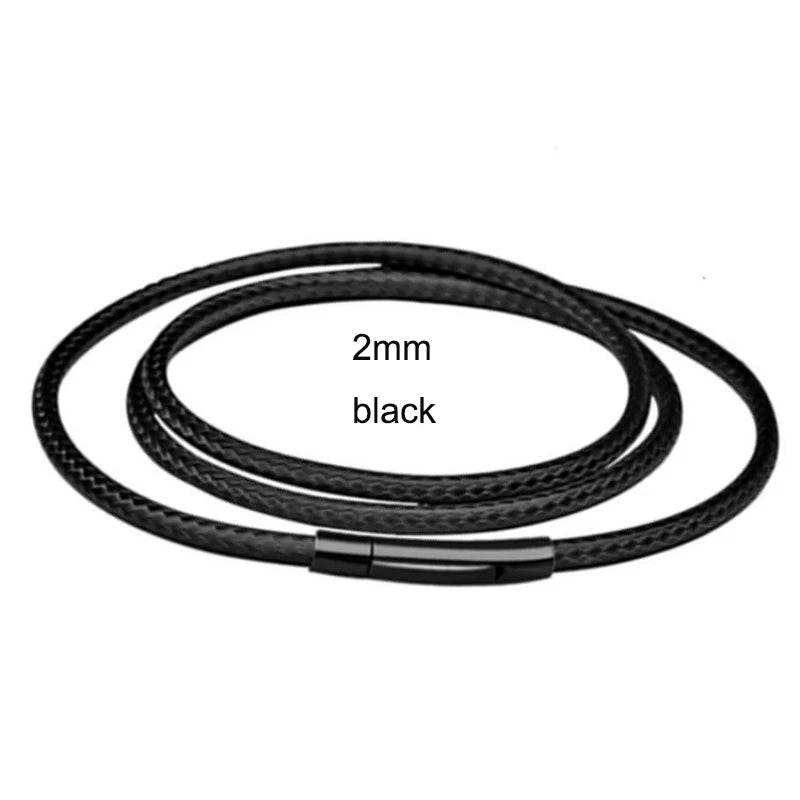 3mm Black Brown Braided Leather Rope Necklace for Men Chain Choker Men Collar Neck Diy Pendant Cord Colgante Hombres Cuello 60cm