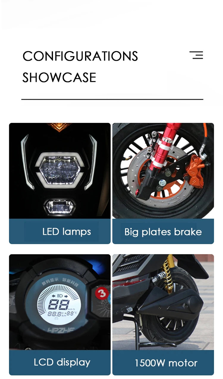 Customized Electric Motorcycle 3000W New Design Electric Streetbikes Scooter 60km/h Electric Supermoto Moped