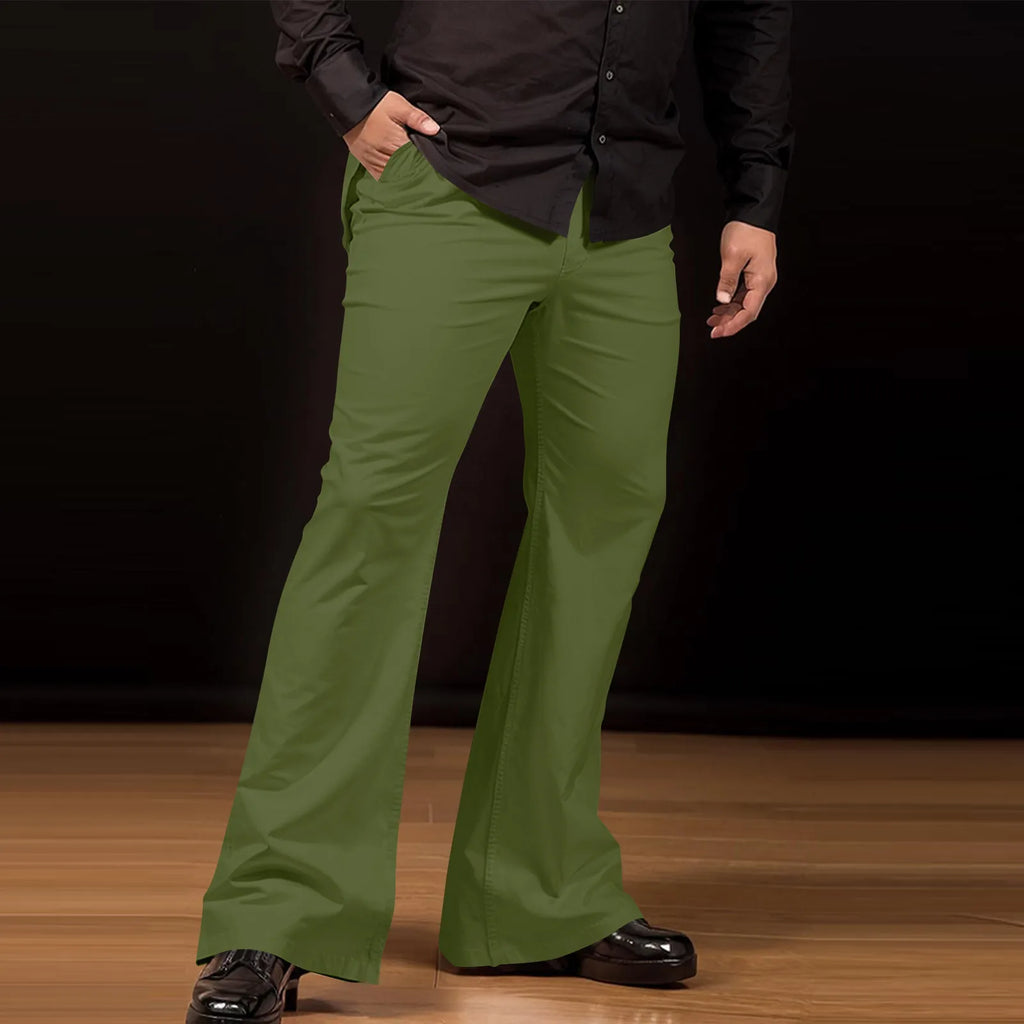 Flare Pants Men Spring Solid Color Daily Simple Classic Trousers Chic Comfortable Hip Hop Mopping Bottoms Disco Flared Pants
