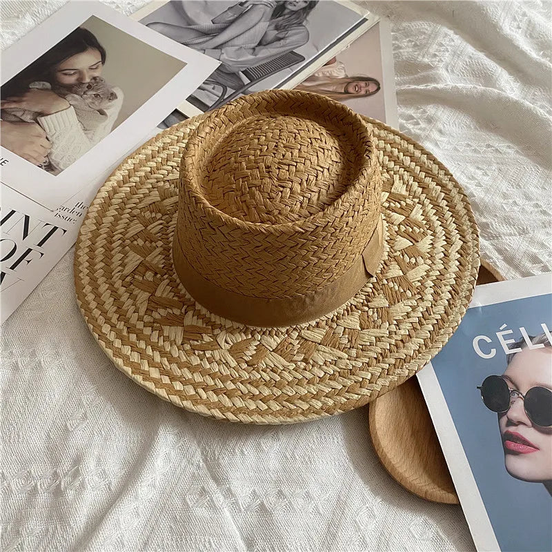 Straw hat women breathable sun hat fashion hollow retro straw hat hand-woven summer travel straw hat gorras para hombres