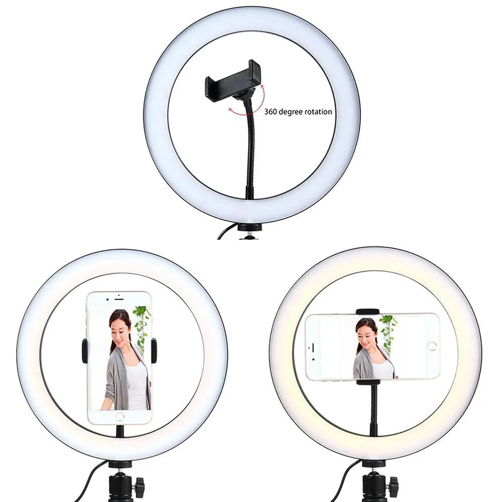 10" LED Ring Light with Tripod Stand Dimmable for Makeup & Live Streaming