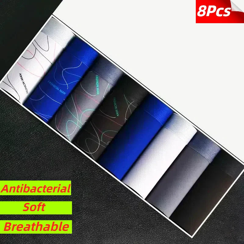 8Pcs Men Underwear Men BoxerShorts Men Printed Panties Soft Comfortable Men Underpants Man Sexy Breathable Fashion Sports Boxers