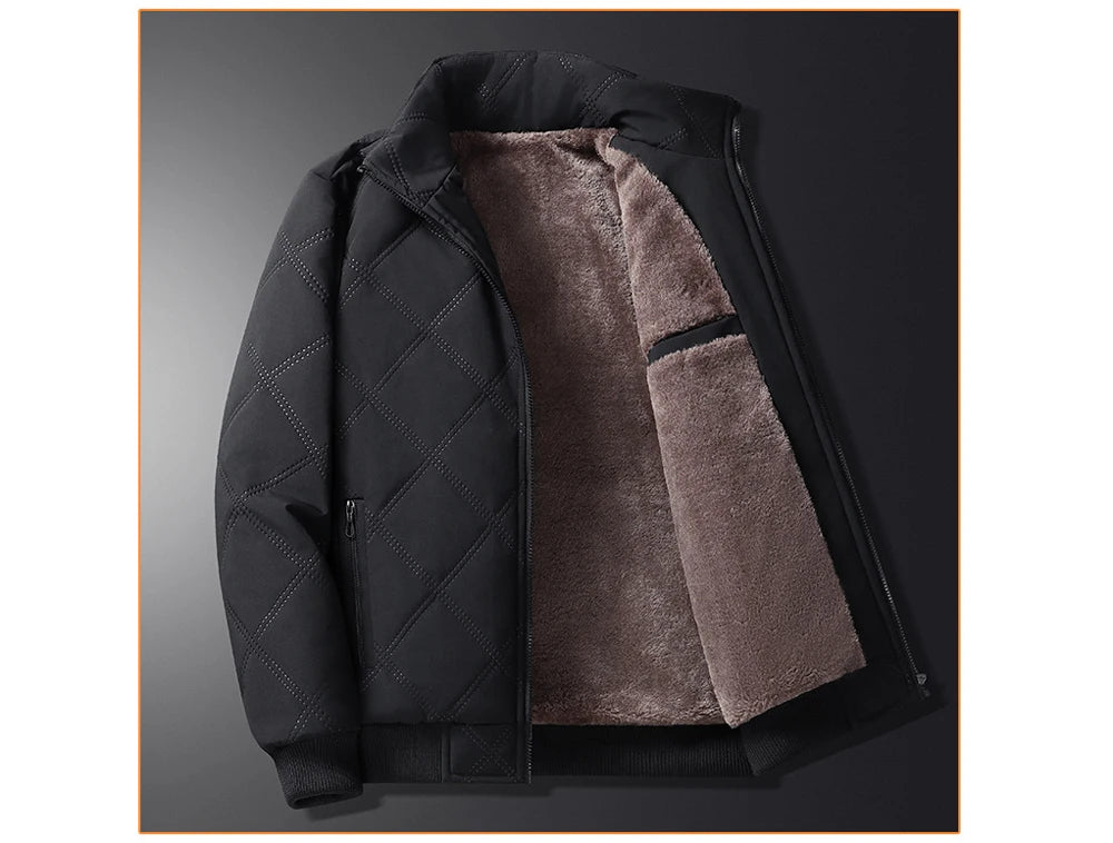Winter Men Fleece Warm Padded Jacket Men Stand Collar Thermal Parkas Men Cotton Thicken Windbreaker Jacket Men Clothing