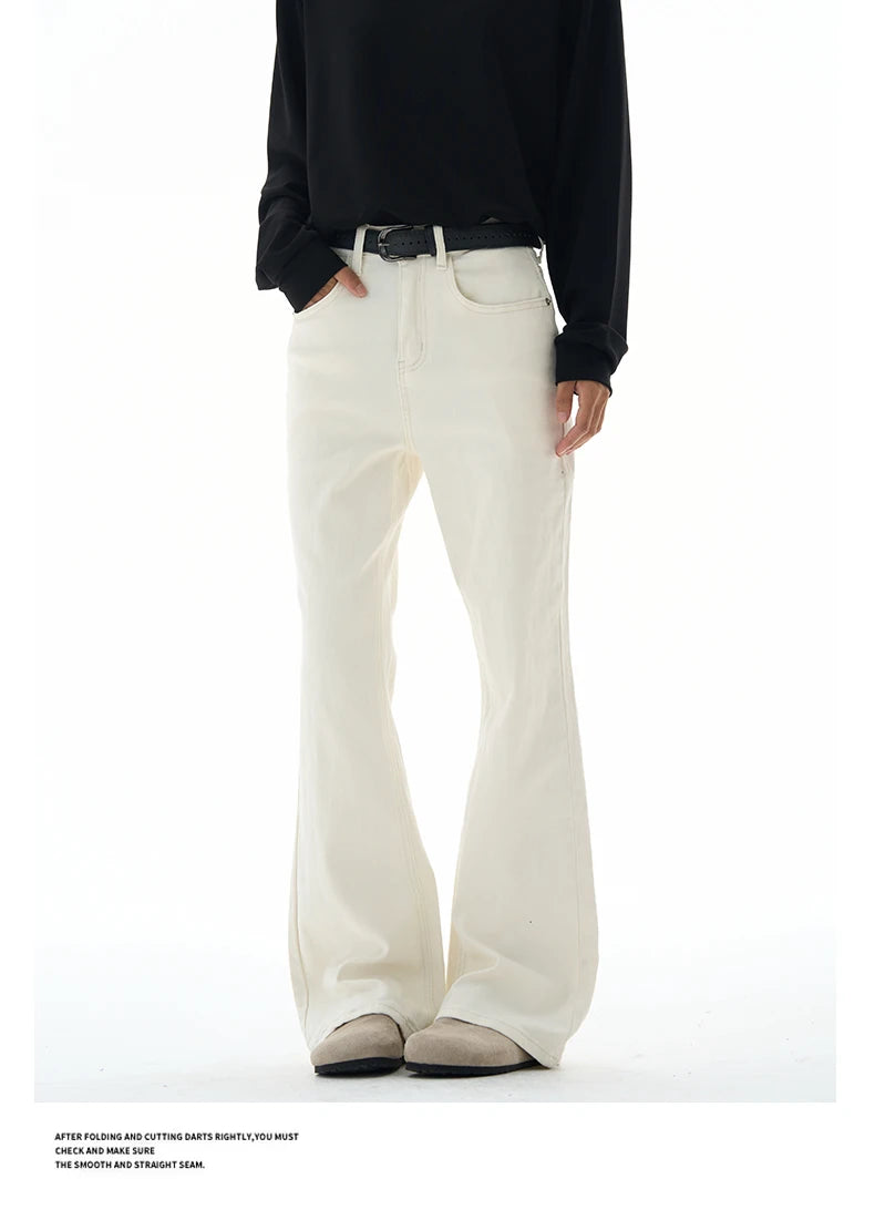 Men's Flared Pants Solid Stretch New Slim Wide Legs Fashion Trousers Hip Hop Casual Hippie Pants Male Streetwear