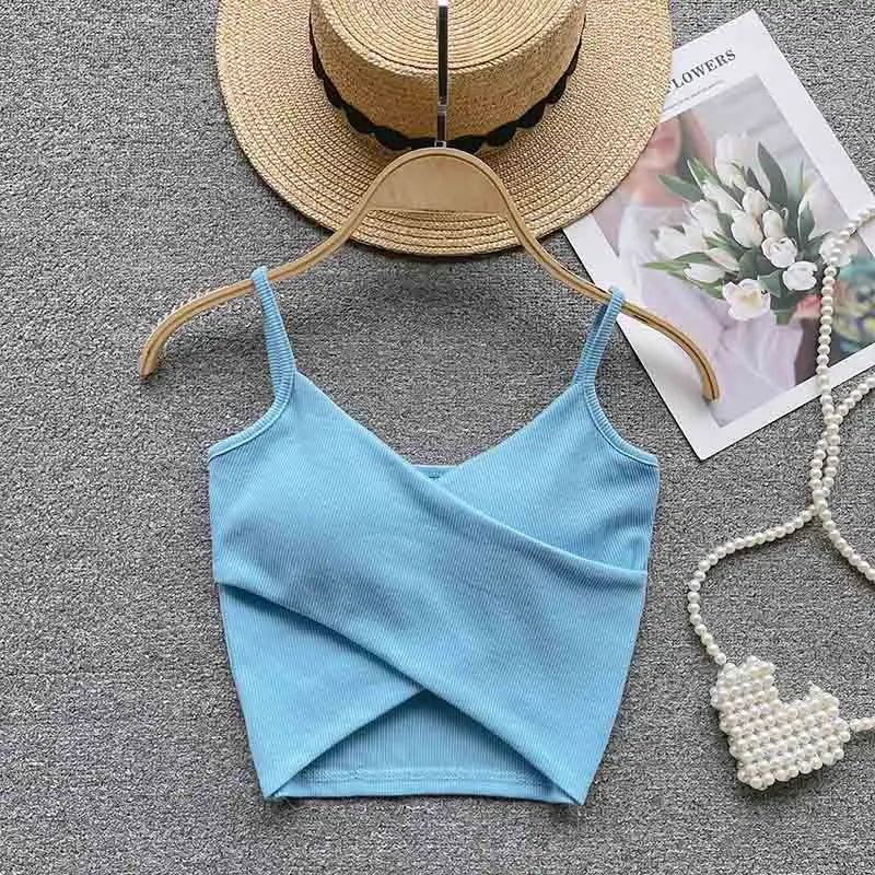  Irregular Casual Sport Camisole Women Strap Design Solid Fashion 2023 Y2K Elegant Ladies Chic Slim Tank Tops