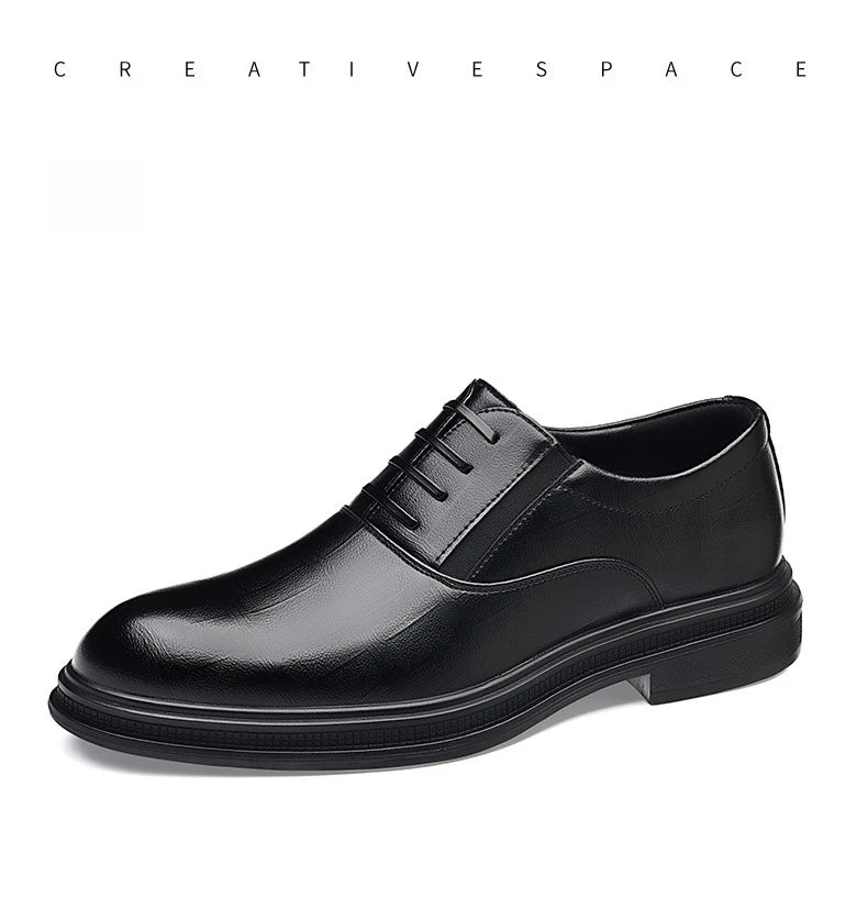 Men Dress Shoes Black Soft Leather Men Heighten Formal Shoes Casual Business Men Oxfords Suit Shoes