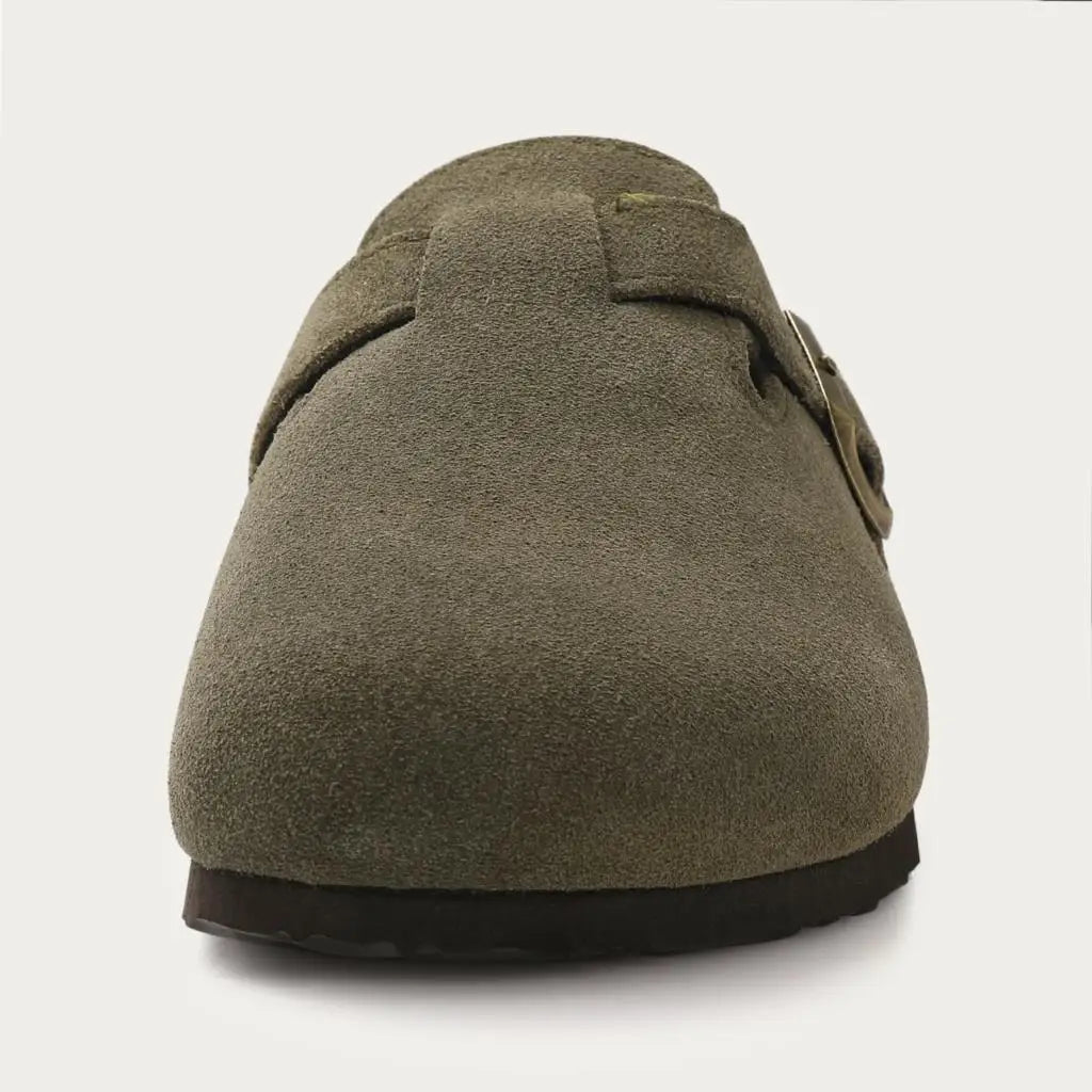 Shevalues Men Clogs Slippers Cow Suede Clogs For Men Leather Mules Men Fashion Beach Shoes Men Outdoor Classic Cork Sandals Men