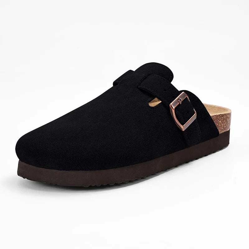 Shevalues Men Clogs Slippers Cow Suede Clogs For Men Leather Mules Men Fashion Beach Shoes Men Outdoor Classic Cork Sandals Men