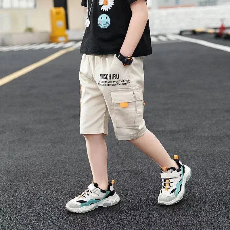 3-14 Years Summer Teenage Boys Pants 3 Color Casual Letter Short Trousers For Kids 3-14 Years Children Sports Shorts Pants