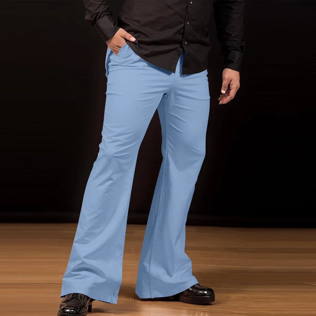 Flare Pants Men Spring Solid Color Daily Simple Classic Trousers Chic Comfortable Hip Hop Mopping Bottoms Disco Flared Pants