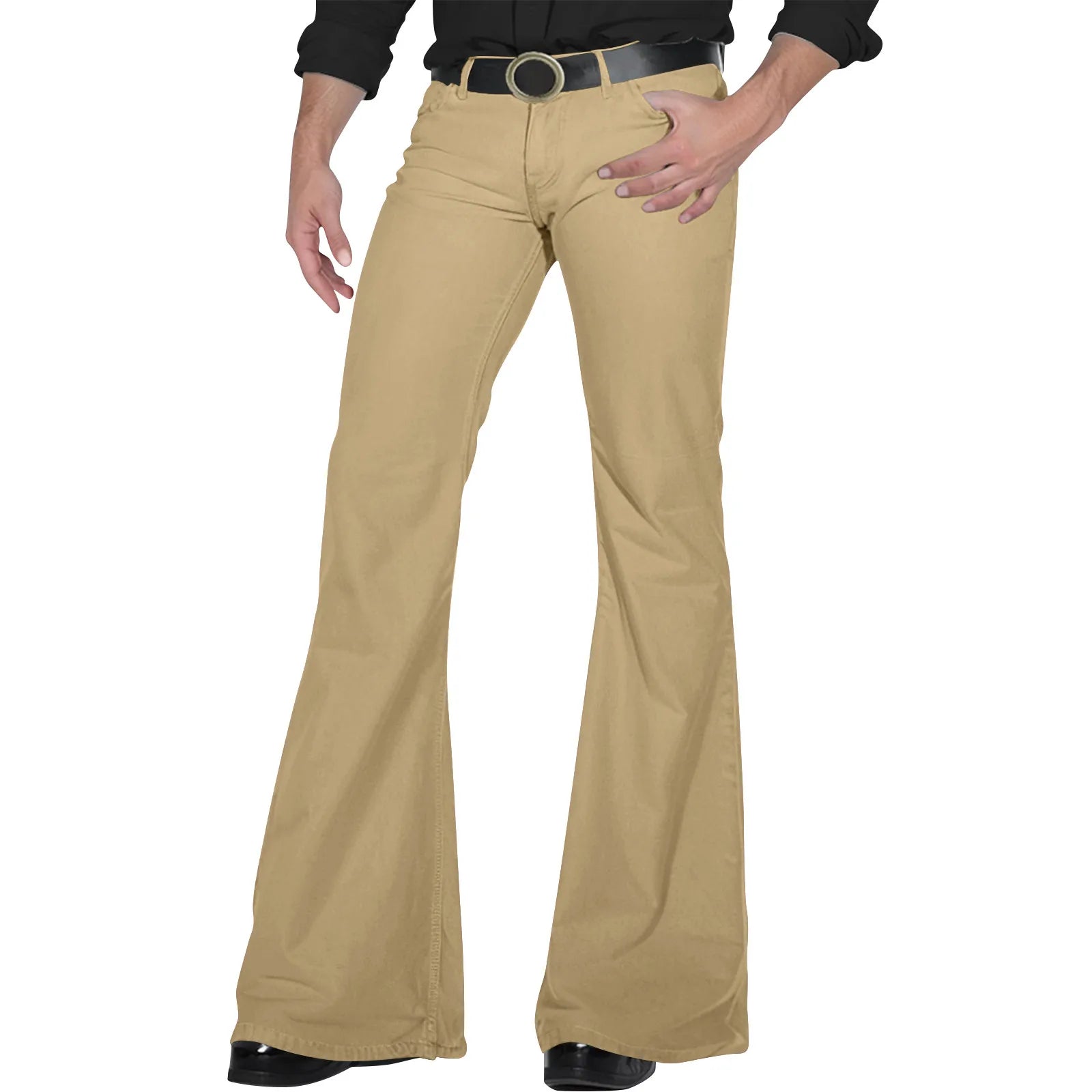 Flare Pants Men Spring Solid Color Daily Simple Classic Trousers Chic Comfortable Hip Hop Mopping Bottoms Disco Flared Pants