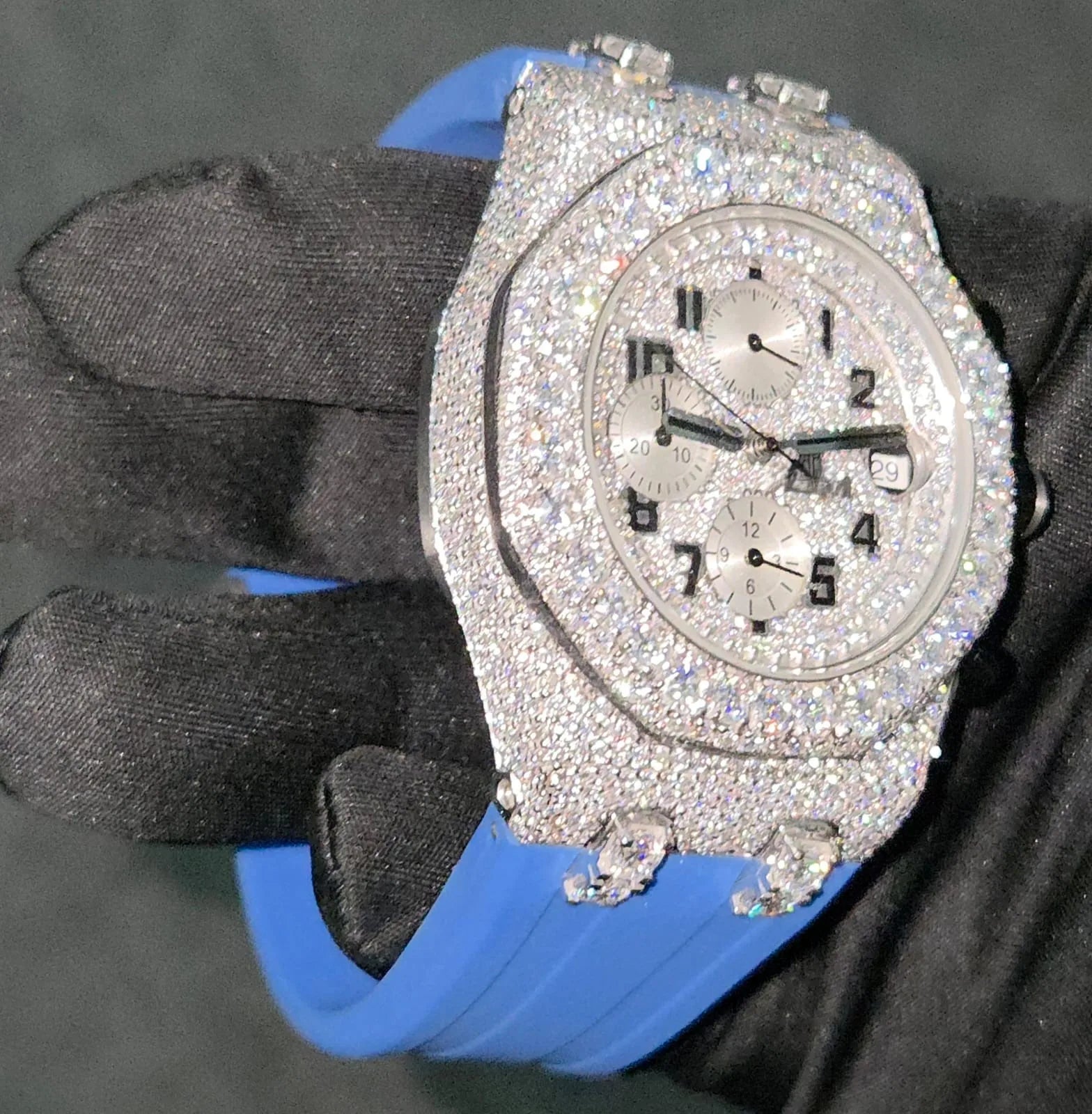 VVS Moissanite Diamond Miyota Quartz Mechanical Automatic Watch Analog Rubber Belt Luxury Fashion Sport Classic Antique