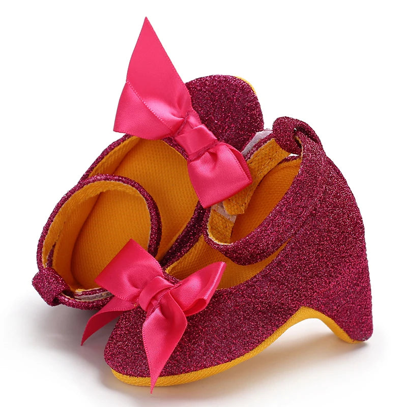 Spring and Autumn Girl Baby Anti slip Children's Shoes Girl Baby Beautiful Bow High Heels Girl Baby High Heels