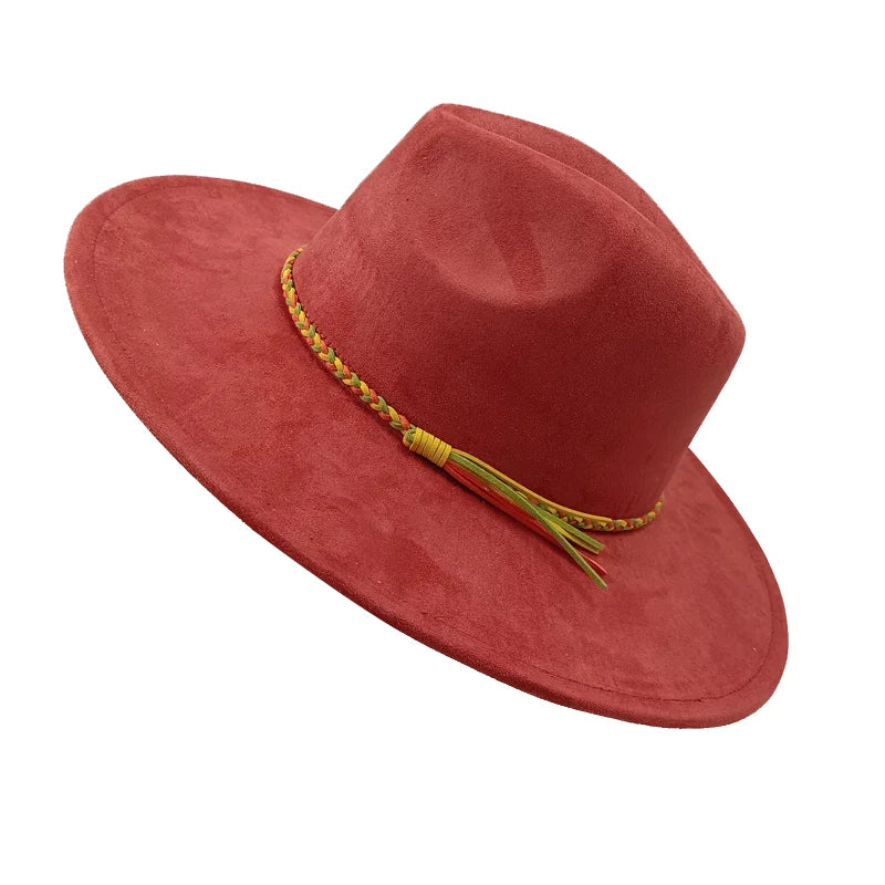 Gorras Para Hombres Three styles Suede Hat Water drop hat 9.5cm Wide Brim Fedora Hat Women's Autumn and Winter Felt Jazz Hat