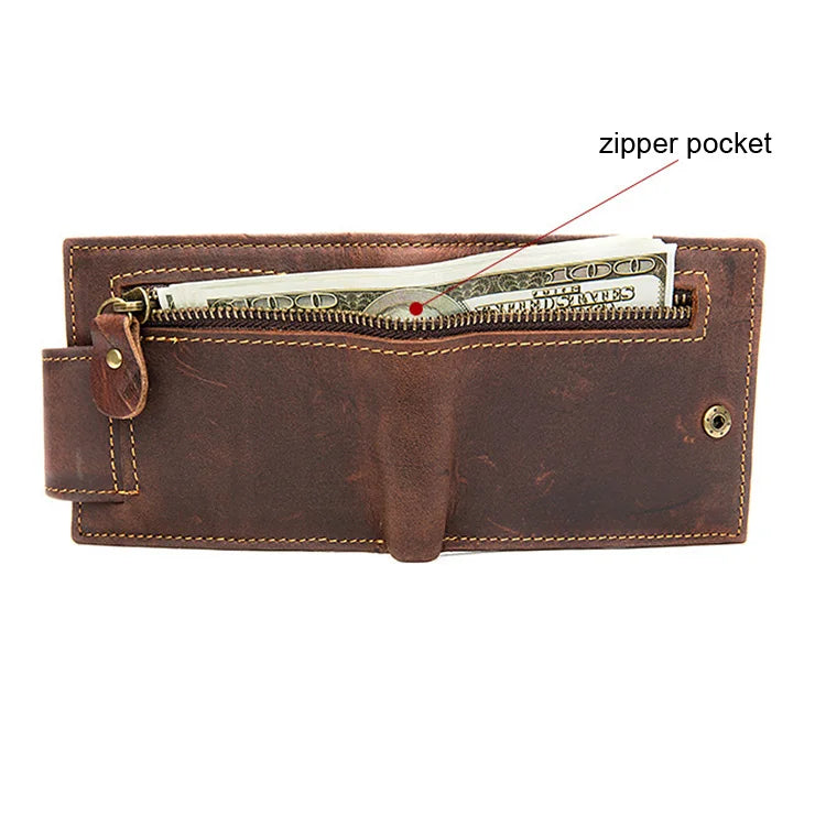 Crazy Horse Cowhide Leather Wallet for Men Genuine Leather Men Wallet Hasp Vintage Wallet Men