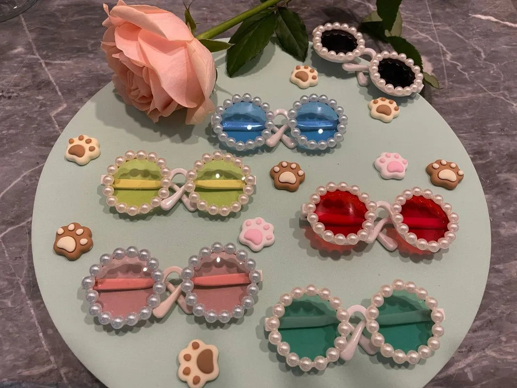 Pet Accessories Flower Sunglasses Circular Role Playing Glasses Photo Props Glasses For Cats And Small And Paracord Dog Leash