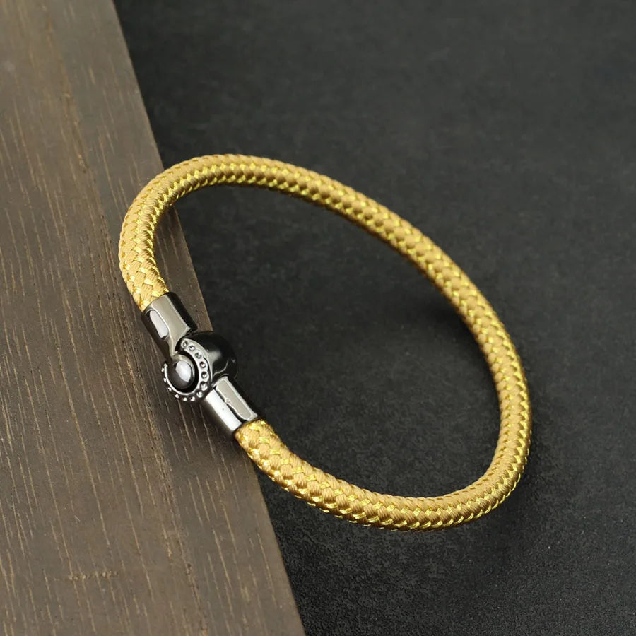 Outdoor Sports Cycling Mens Rope Bracelet Black Magnet Buckle Wrap Bangle Pulseira Corda Masculina Pulceras Hombres Elegante