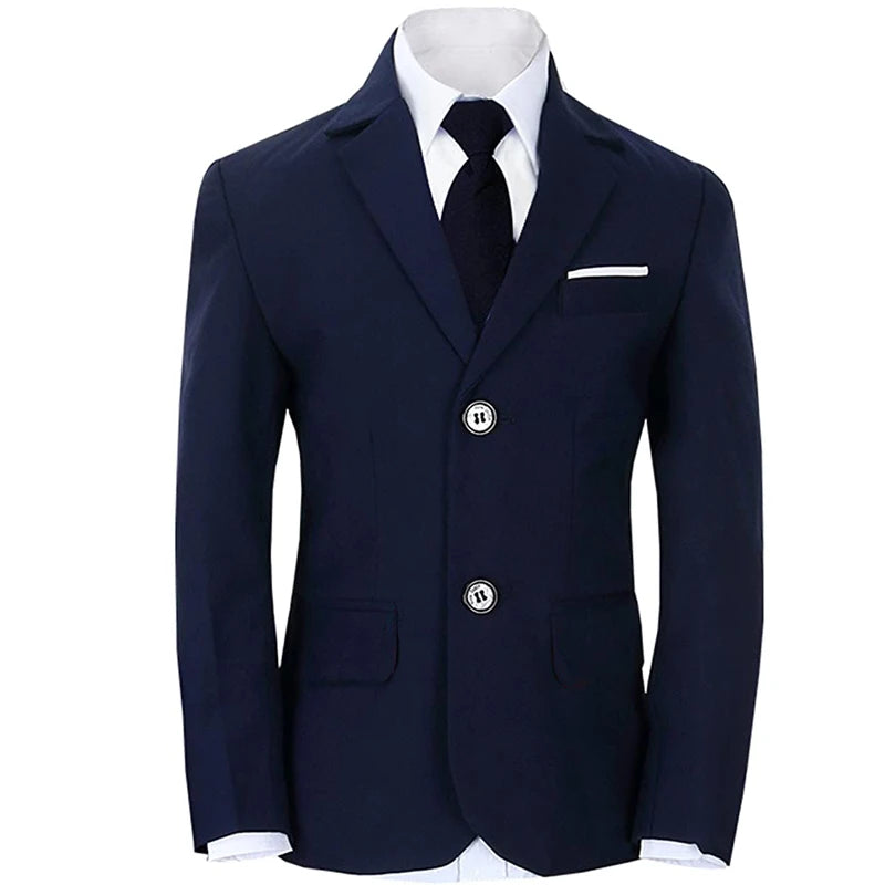 Boy's balzer Formal Blue Black Slim Fit Suits Set Child Weddings Birthday Party Performance Dress Big Kids Jacket Pants Bowtie