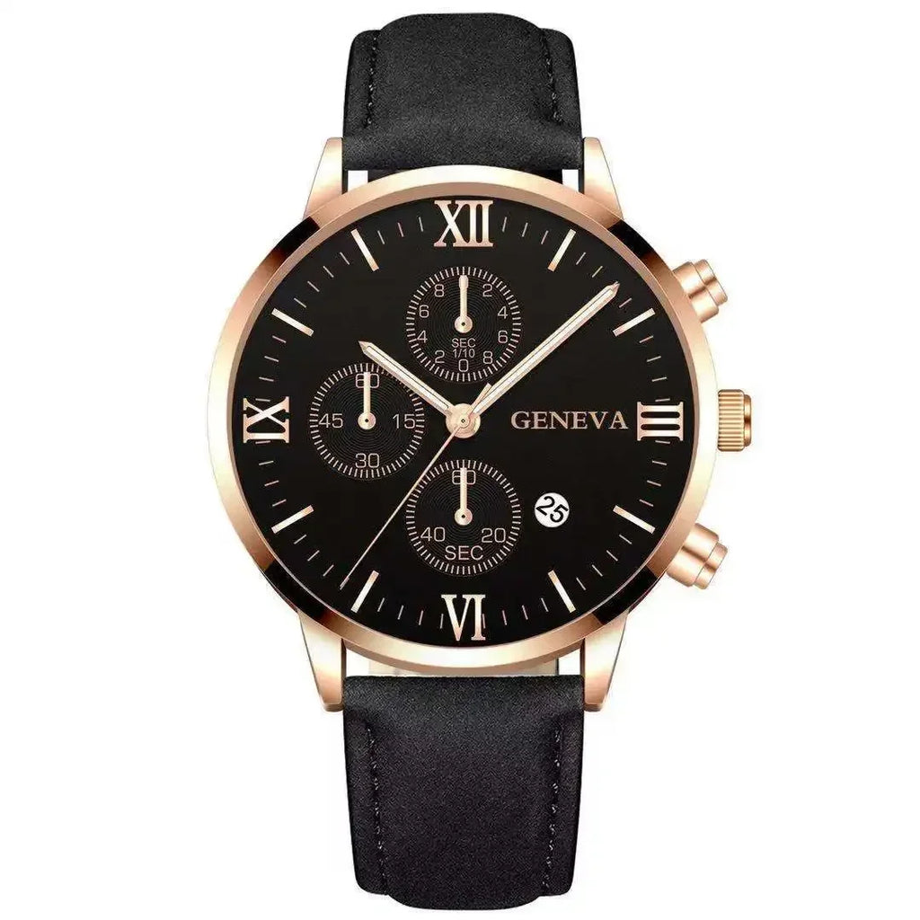 1PC Black Quartz Watch Men Roman Dial Watch Fashion Round Date Quartz Watch for Sports Relogios Masculino Relojes Para Hombres
