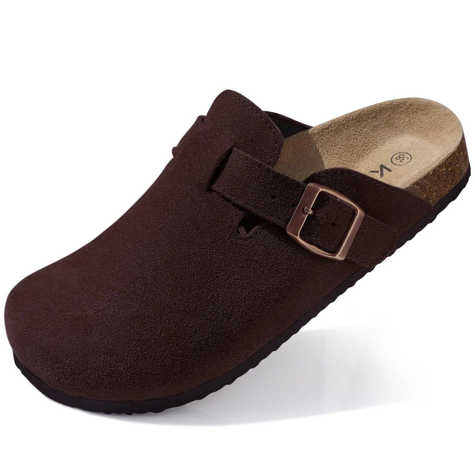 Shevalues Men Clogs Slippers Cow Suede Clogs For Men Leather Mules Men Fashion Beach Shoes Men Outdoor Classic Cork Sandals Men