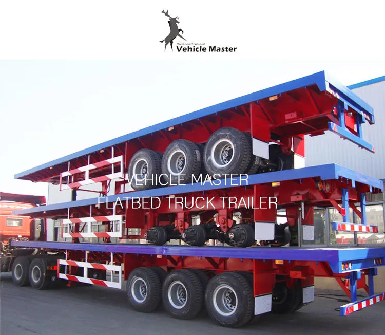 JKG 3 Axle 40ton Flatbed Trailer Flat Deck Flat Bed Semi Trailer 20/40Ft Container Chassis Flat Top Trailer