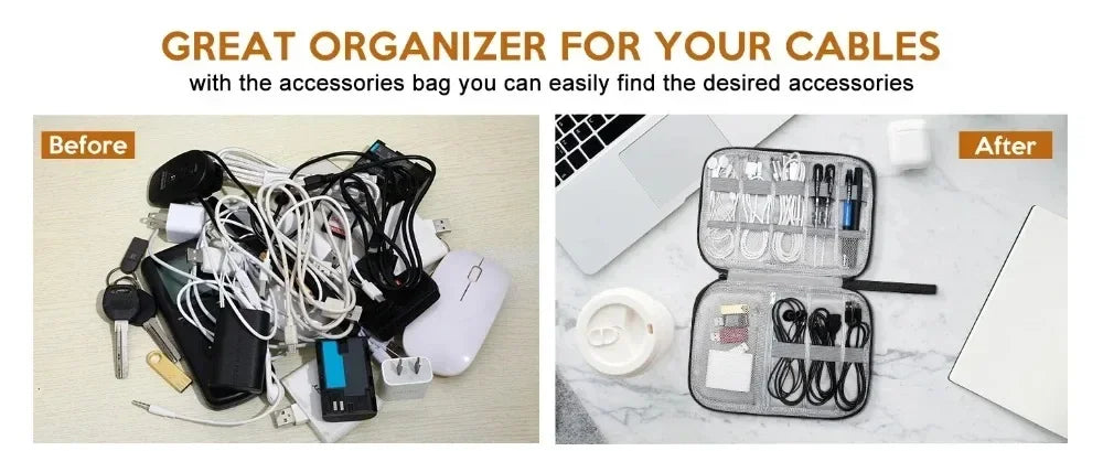 USB Charger Data Cable Storage Bags System Kit Case Cable Phone Earphone Wire Pen Power Bank Electronics Storage Bag Accessories