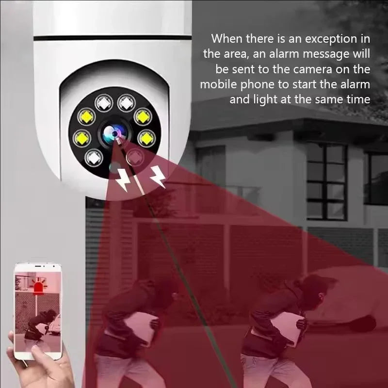 E27 Bulb Surveillance Outdoor Security Camera Automatic Night Vision Color Indoor Motion Detection Focus Zoom WiFi Camera