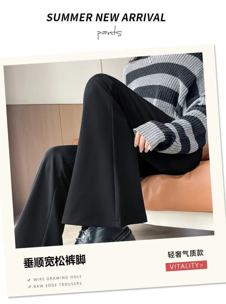 Women's High-Waisted Flared Pants Slim Fit Formal Trousers with Button Closure