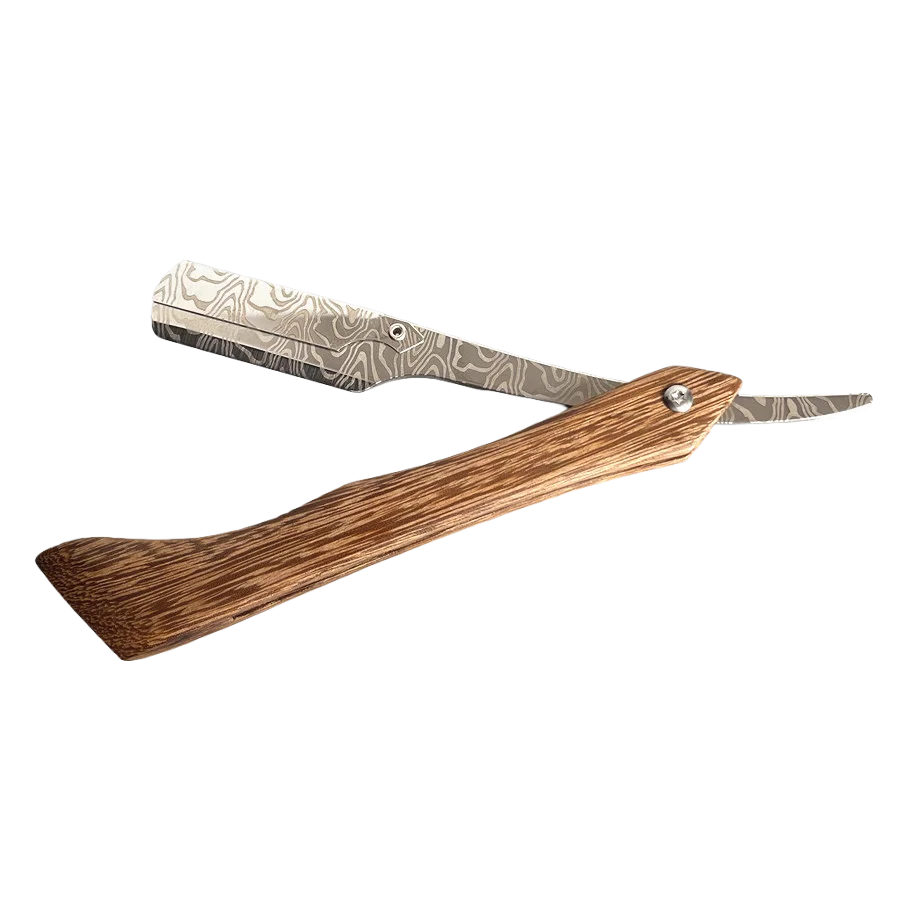 Men Professional  Barber Straight Edge Razor with 5 Blades Men's Manual Shaver Salon Quality Razor (Wooden)