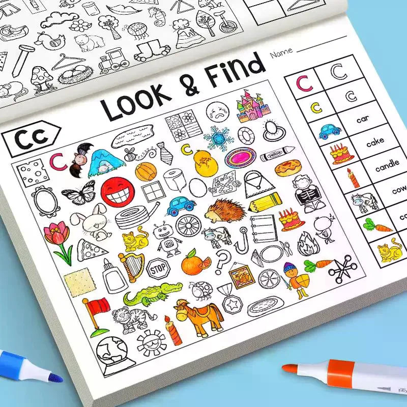 1 Set Interactive Educational Toys Look & Find Visual Puzzle Book For Kids With Color And Shape Search Activities