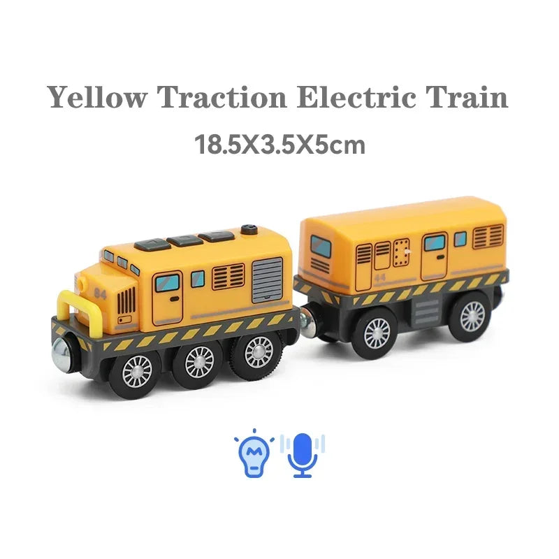Interactive Playtime Joy Wooden Track Electric Train Toy with Magnetic Slot and Diecast Railway for Children