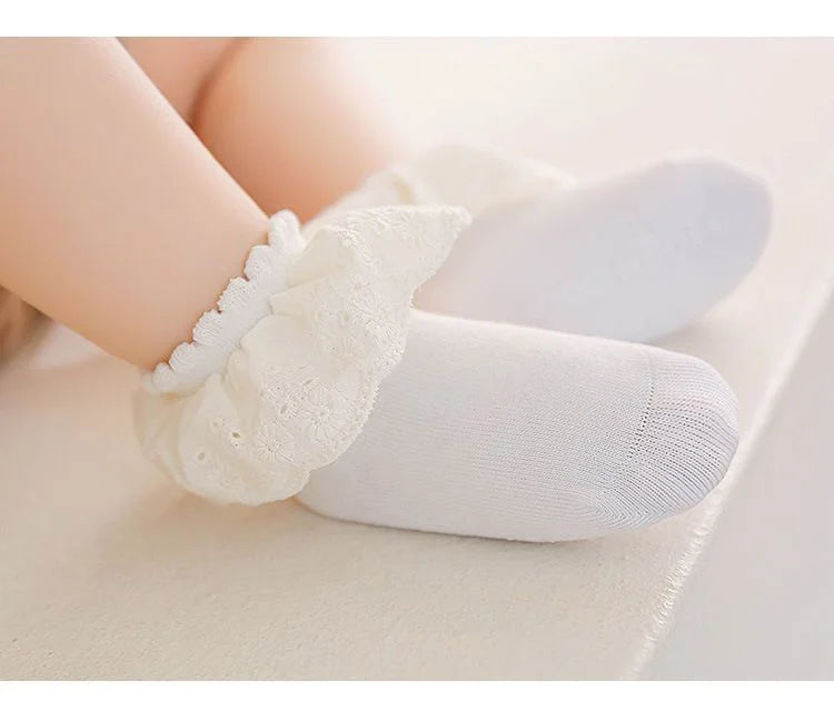 2Pairs/lot Baby Socks For Girls Spring Autumn Lace Princess Floor Newborn Socks Cotton Toddlers Infant Short Sock Anti Slip 0-3Y