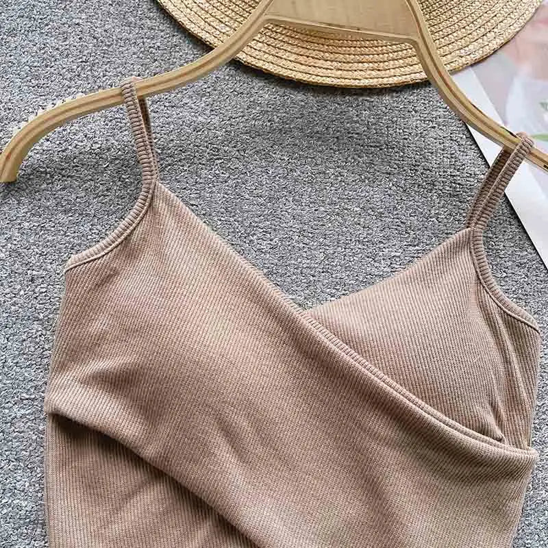  Irregular Casual Sport Camisole Women Strap Design Solid Fashion 2023 Y2K Elegant Ladies Chic Slim Tank Tops