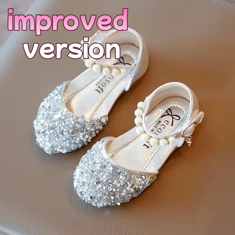 Summer Autumn Girls Leather Shoes Fashion Sequins Baby Girl Sandals Kids Princess Shoes Size 21-35