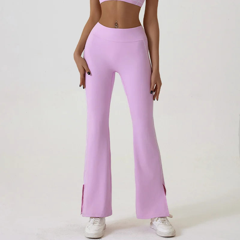 Flared Sports Yoga Pants High-Waisted Women Pants and Trousers Women Trousers Fitness Female Clothing Solid Color Women
