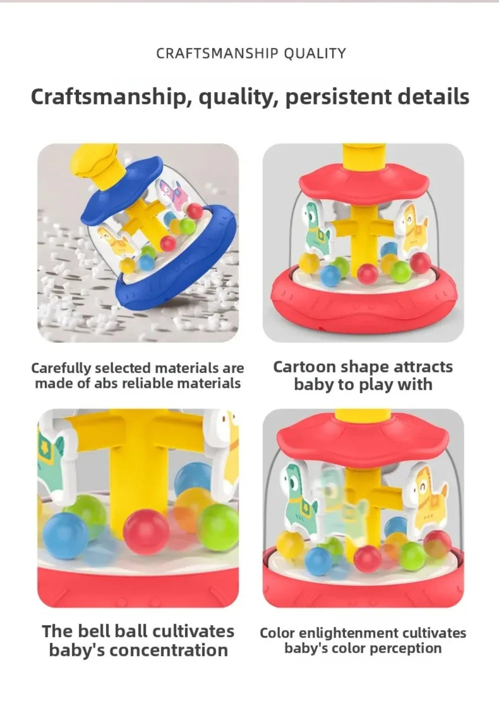 Interactive Games Baby Press Rotating Toy Early Learning Hand Coordination Sensory Spinning Toys Cartoon Skills Educational Toy