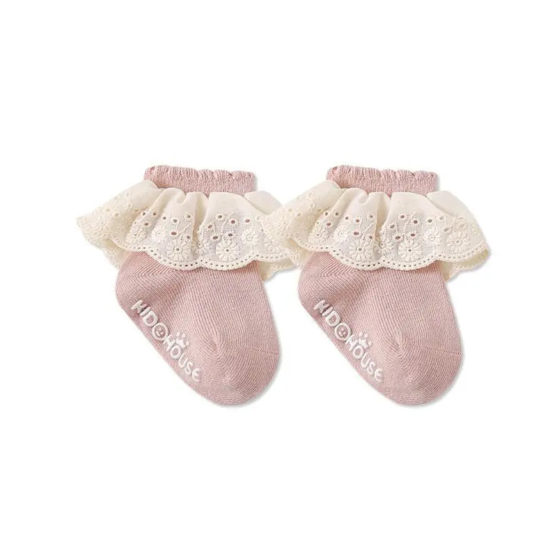 2Pairs/lot Baby Socks For Girls Spring Autumn Lace Princess Floor Newborn Socks Cotton Toddlers Infant Short Sock Anti Slip 0-3Y