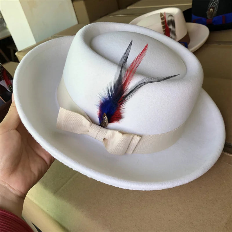 Men's hat Fedora Hat Women's Fashion Autumn and Winter Pork Pie Double Concave Small Brim Men's Jazz Hat Gorras para hombres