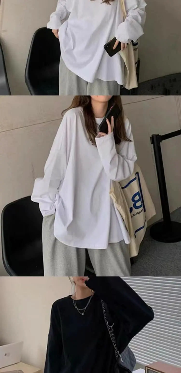 Spring Autumn Long Sve Women's Basic Sle Slim Fit Versatile Base Layer irt Korean Lazy Sle Top Trendy T-irt