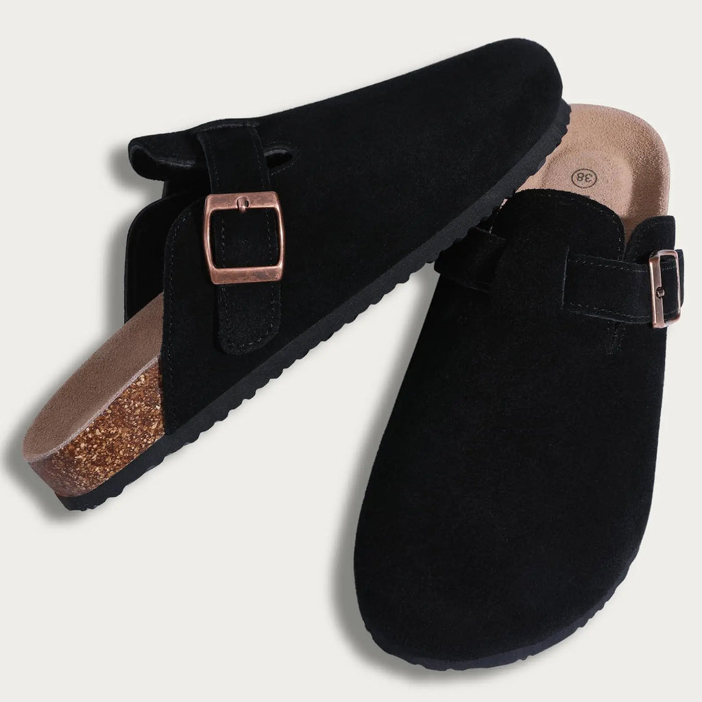 Shevalues Men Clogs Slippers Cow Suede Clogs For Men Leather Mules Men Fashion Beach Shoes Men Outdoor Classic Cork Sandals Men
