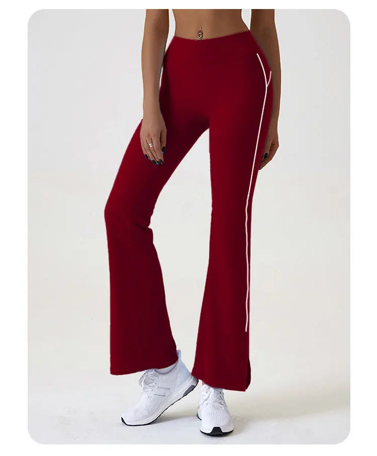 Flared Sports Yoga Pants High-Waisted Women Pants and Trousers Women Trousers Fitness Female Clothing Solid Color Women