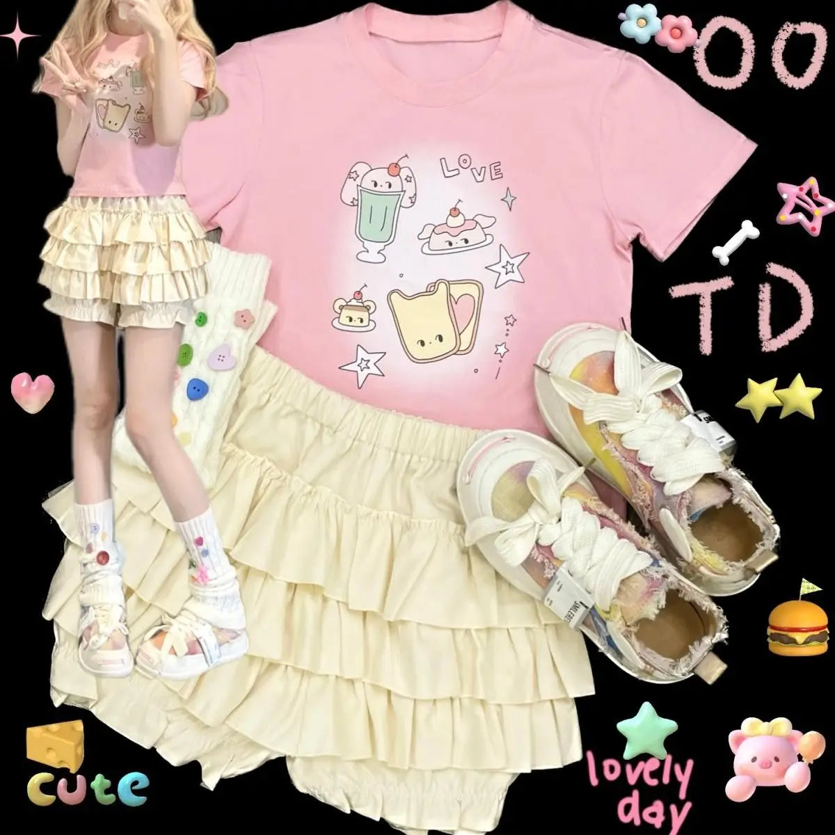 Puffy Cake Mini Skirts Women Ruched Ruffle High Waist Solid All-match Sweet Lovely Girls College Harajuku Trendy Streetwear Ins