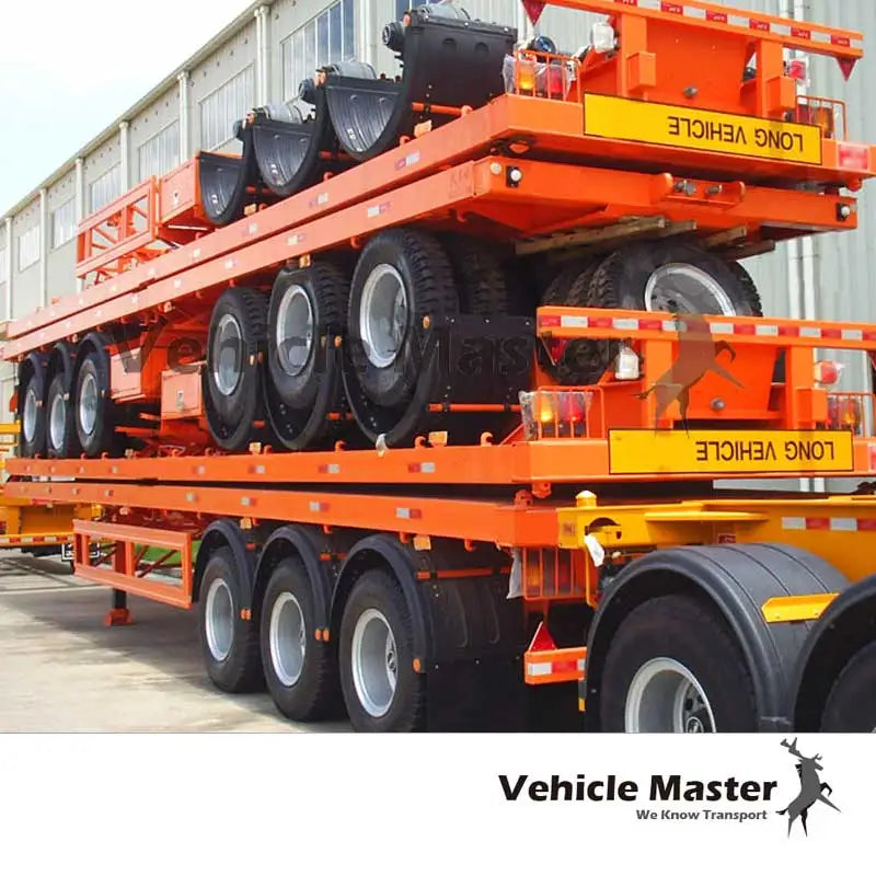 JKG 3 Axle 40ton Flatbed Trailer Flat Deck Flat Bed Semi Trailer 20/40Ft Container Chassis Flat Top Trailer