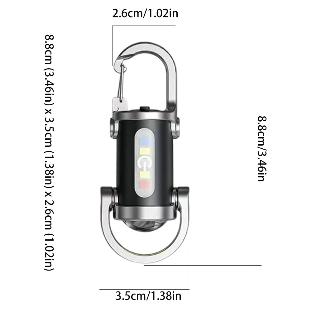 COB LED Keychain Flashlight Multifunctional Pocket Flashlight USB Rechargeable Portable Keychain Torch for Camping Hiking