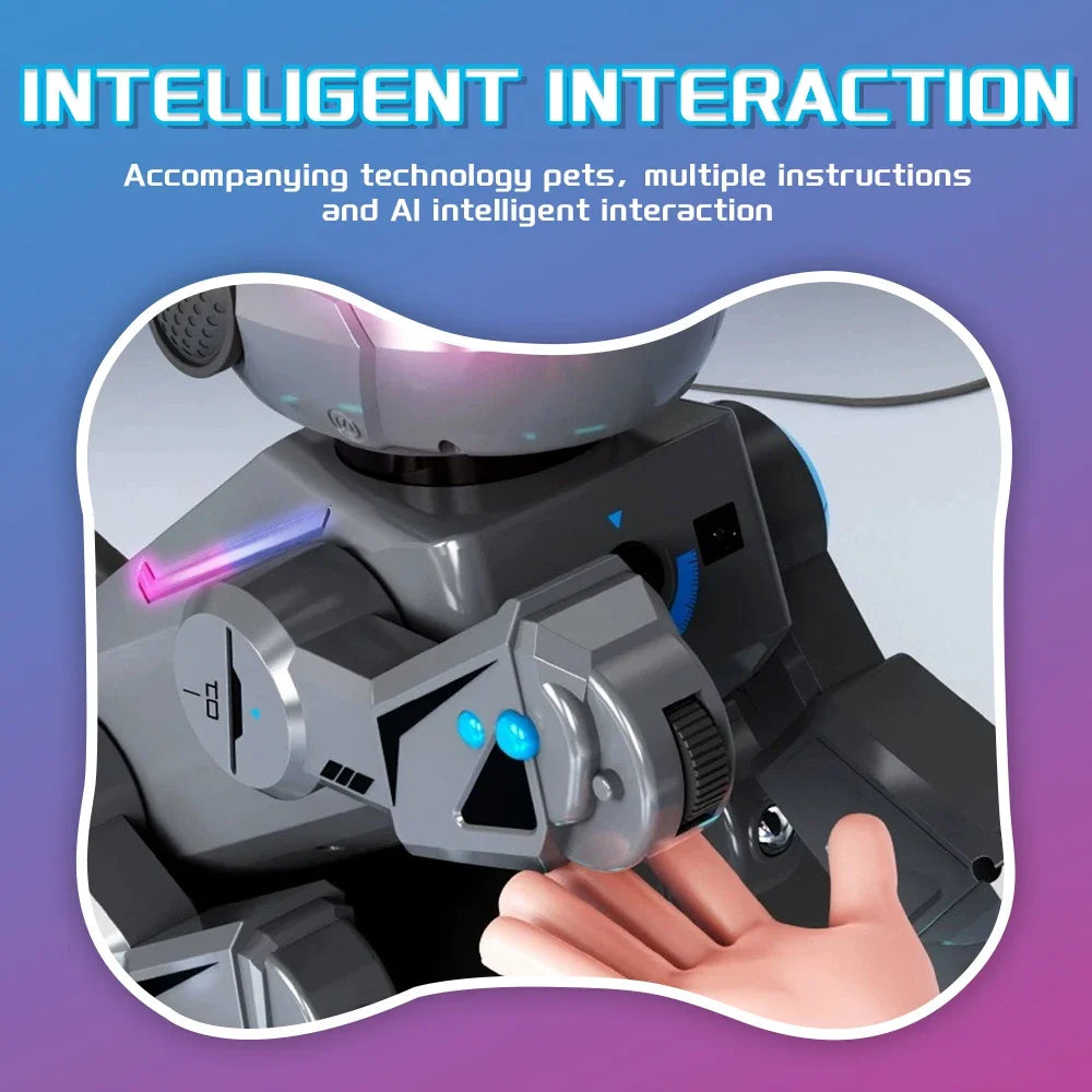 AI intelligent robot dog, interactive toys for children over 6 years old, gesture touch remote control Bluetooth speaker.