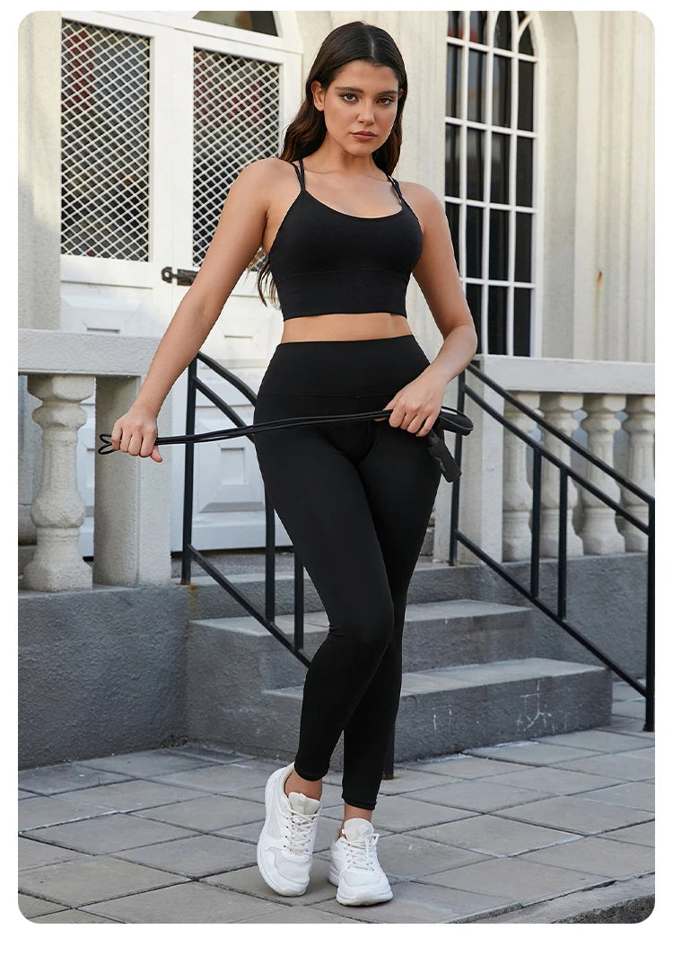 Women's High waisted yoga Leggings solid color slim fit Hip Lifting stretch leggings quick drying breathable fitness sport pants